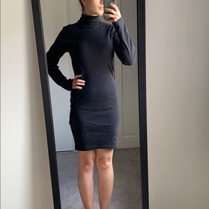 Black American Apparel Ribbed Turtleneck Dress